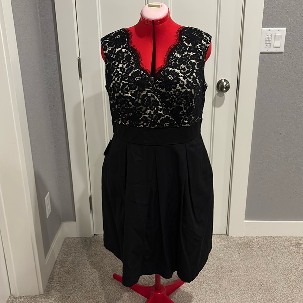 White House Black Market Black and lace fit and flare Dress